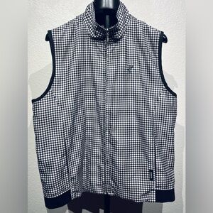 Ashworth Weather Systems Black & White Checkered Full Zip Golf Vest - Size L
